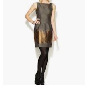 NWT $550 Amy Matto Cody Tweed Sheath Dress 4 Brown